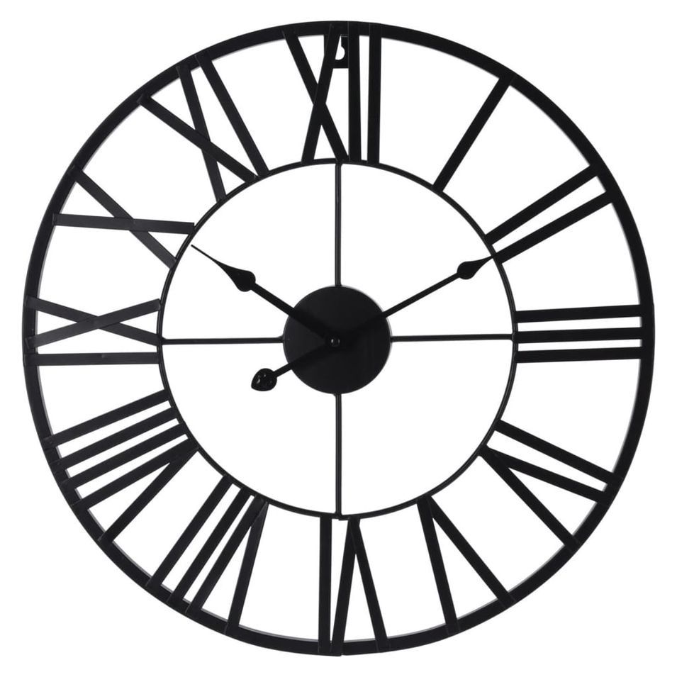 H&S Collection Horloge murale chiffres romains noir - Photo n°1