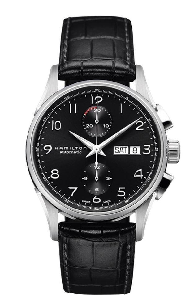 Hamilton Jazzmaster Maestro Auto Chrono Ss Black Dial - Black Leather Strap H32576735 - Photo n°1