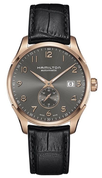 Hamilton Jazzmaster Maestro Small Second Pvd Rose Gold Antrachite Dial Black Leather Strap H42575783 - Photo n°1