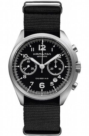 Hamilton Khaki Pilot Pioneer Automatic Chrono Black - Black Nato H76456435 - Photo n°1