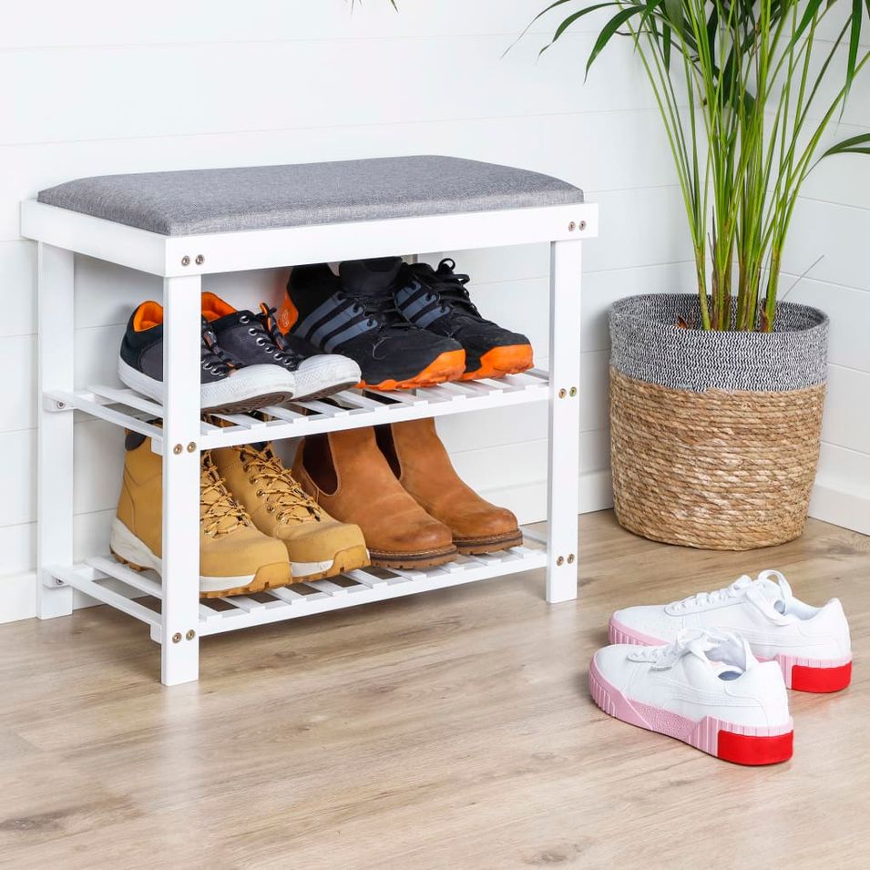 HI Étagère à chaussures avec siège Blanc 60x30x50 cm - Photo n°1