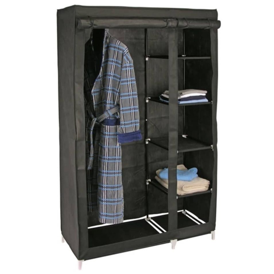 HI Garde-robe 110x46x178 cm Tissu Noir - Photo n°1
