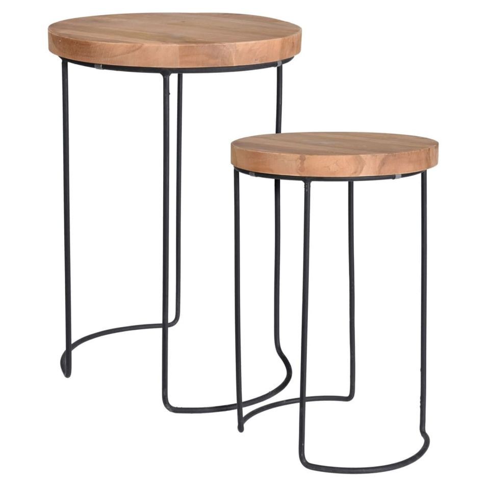 Home&Styling Ensemble de tables d'appoint 2 pcs Teck - Photo n°1