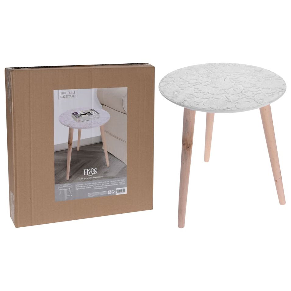 Home&Styling Table d'appoint 40 x 43 cm MDF finition laquée à la chaux - Photo n°1