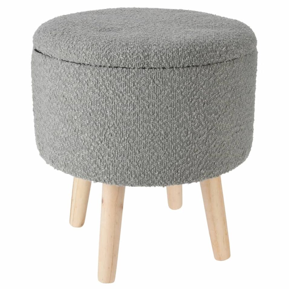 Home&Styling Tabouret de rangement Ø35x40 cm gris clair - Photo n°1