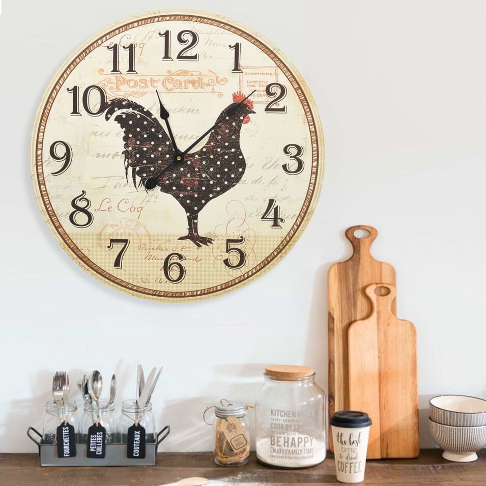 Horloge murale avec motif de coq Multicolore 60 cm MDF - Photo n°1