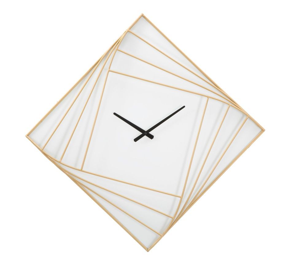 Horloge murale carrée en métal doré design géométrique Goldy - Photo n°1
