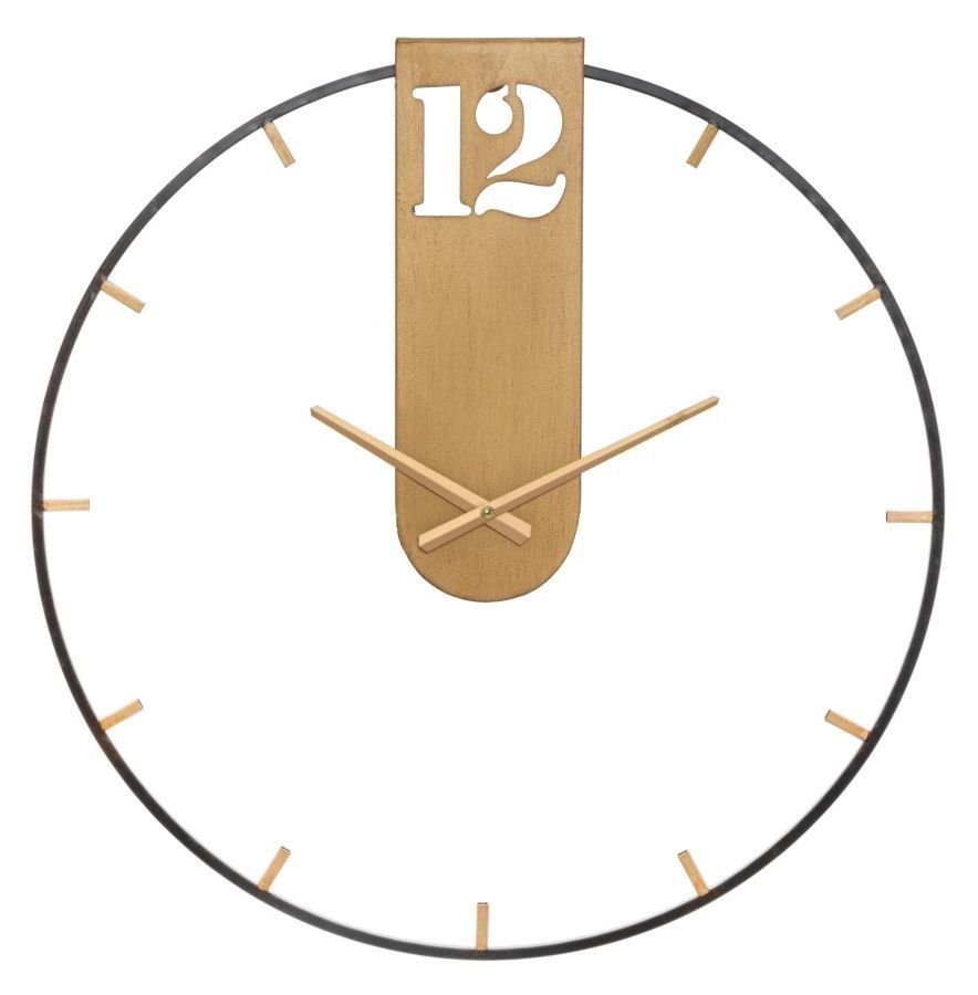 Horloge murale dorée en métal noir et doré Nina - Photo n°1