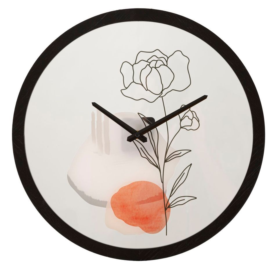 Horloge murale ronde motif rose design élégant Lola - Photo n°1