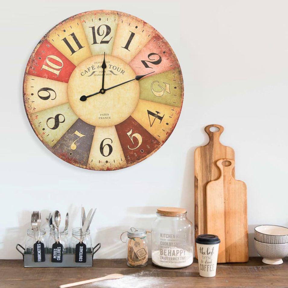 Horloge murale vintage Colorée 60 cm - Photo n°1