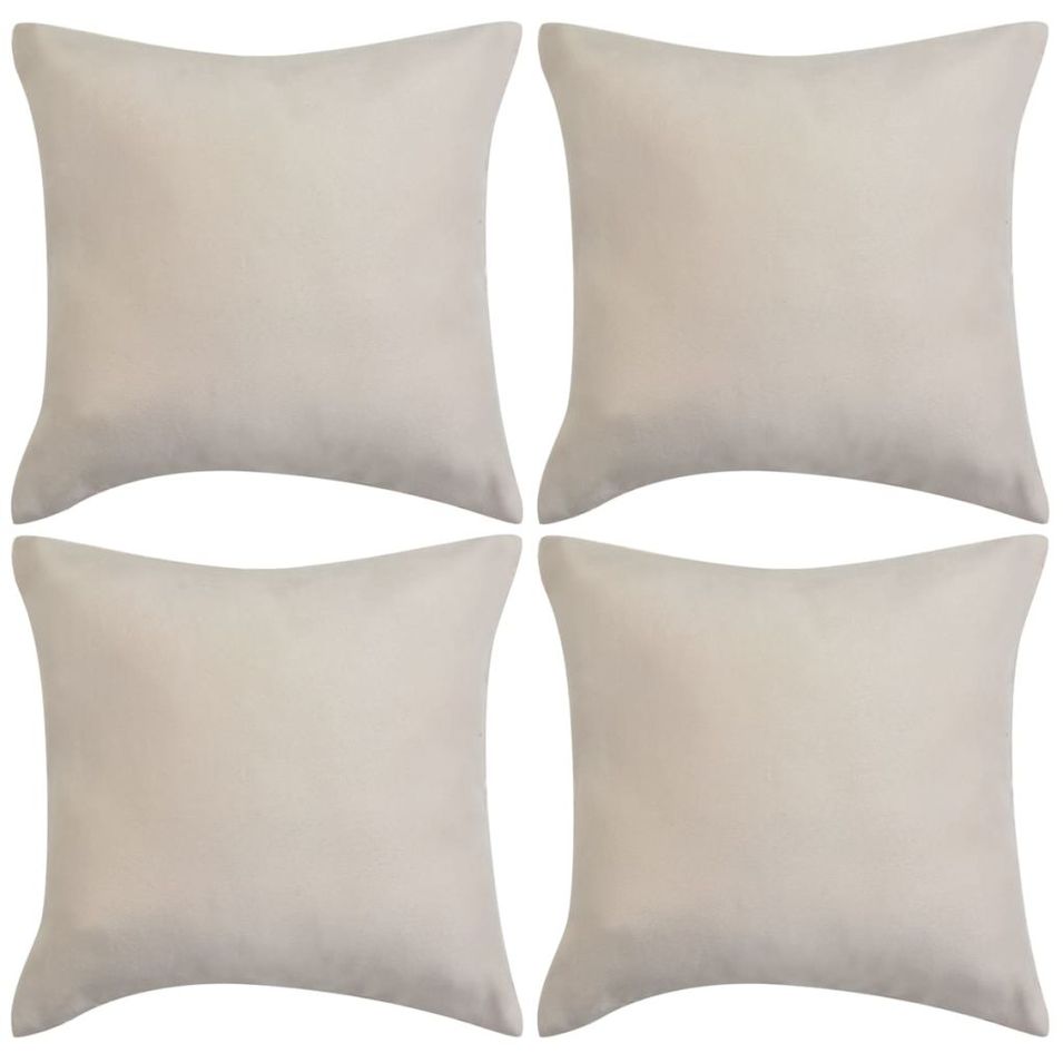 Housse de coussin 4 pcs 50 x 50 cm Polyester Faux Daim Beige - Photo n°1