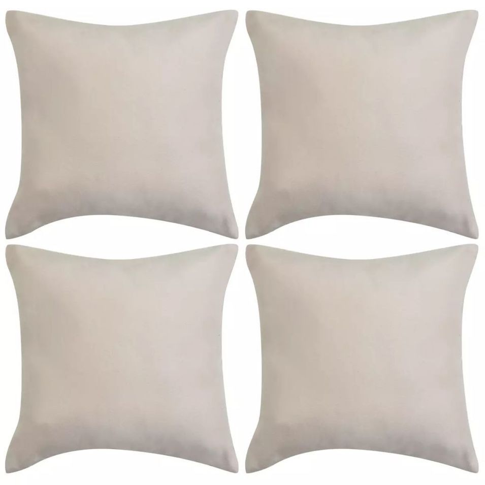 Housse de coussin 4 pcs 80 x 80 cm Polyester Faux Daim Beige - Photo n°1