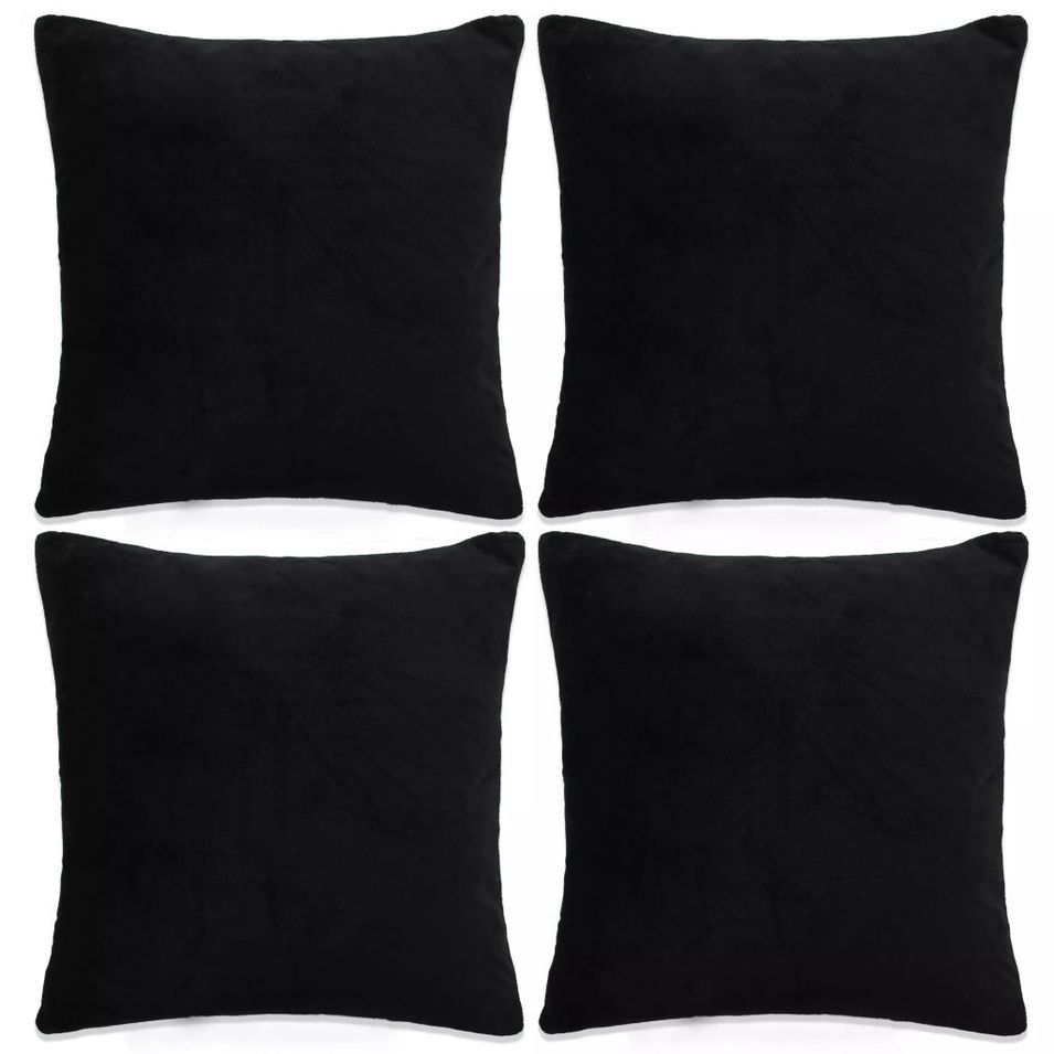 Housse de coussin 4 pcs Velours 40 x 40 cm Noir - Photo n°1