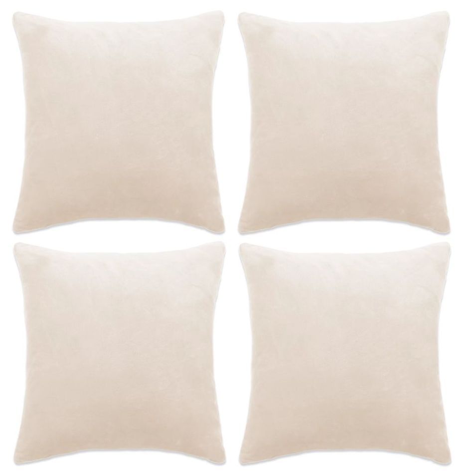 Housse de coussin 4 pcs Velours 80 x 80 cm Blanc cassé - Photo n°1