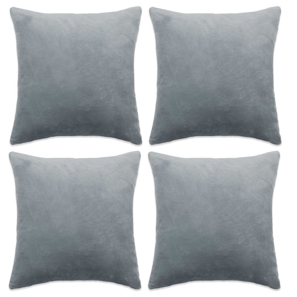 Housse de coussin 4 pcs Velours 80 x 80 cm Gris - Photo n°1