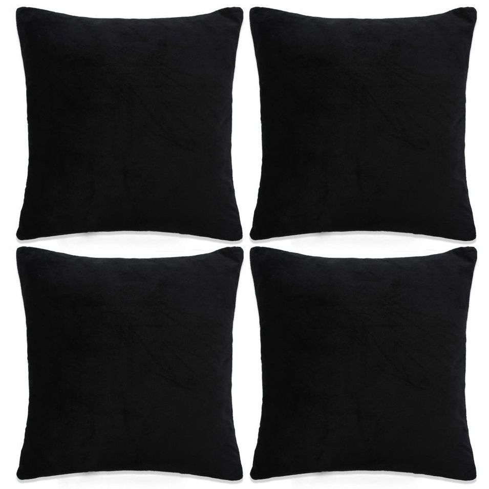 Housse de coussin 4 pcs Velours 80 x 80 cm Noir - Photo n°1