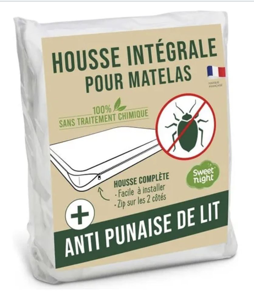 Housse intégrale de matelas anti-punaise de lit - Fermeture à glissière - Photo n°1