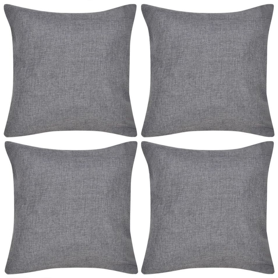 Housses de coussin 4 pcs Aspect de lin Anthracite 50x50 cm - Photo n°1
