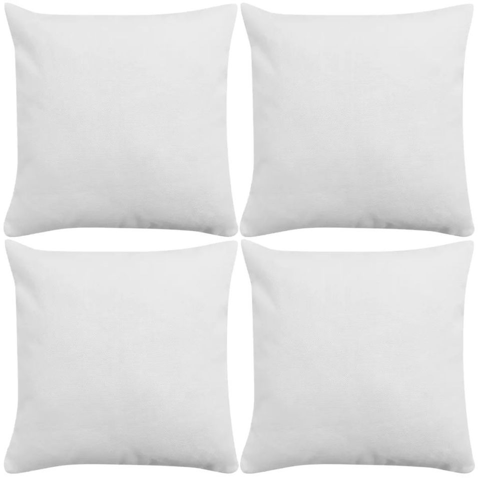 Housses de coussin 4 pcs Aspect de lin Blanc 40x40 cm - Photo n°1