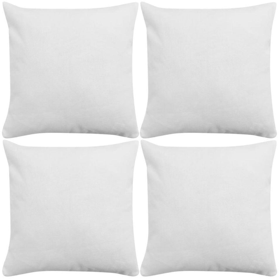 Housses de coussin 4 pcs Aspect de lin Blanc 50x50 cm - Photo n°1