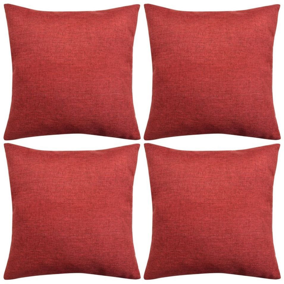 Housses de coussin 4 pcs Aspect de lin Bordeaux 80x80 cm - Photo n°1