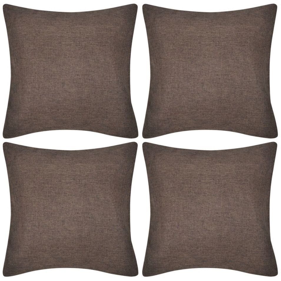 Housses de coussin 4 pcs Aspect de lin Marron 50x50 cm - Photo n°1