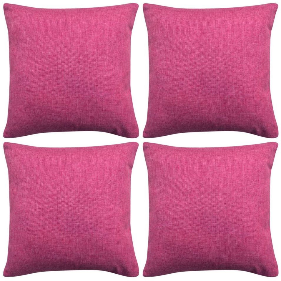 Housses de coussin 4 pcs Aspect de lin Rose 80x80 cm - Photo n°1