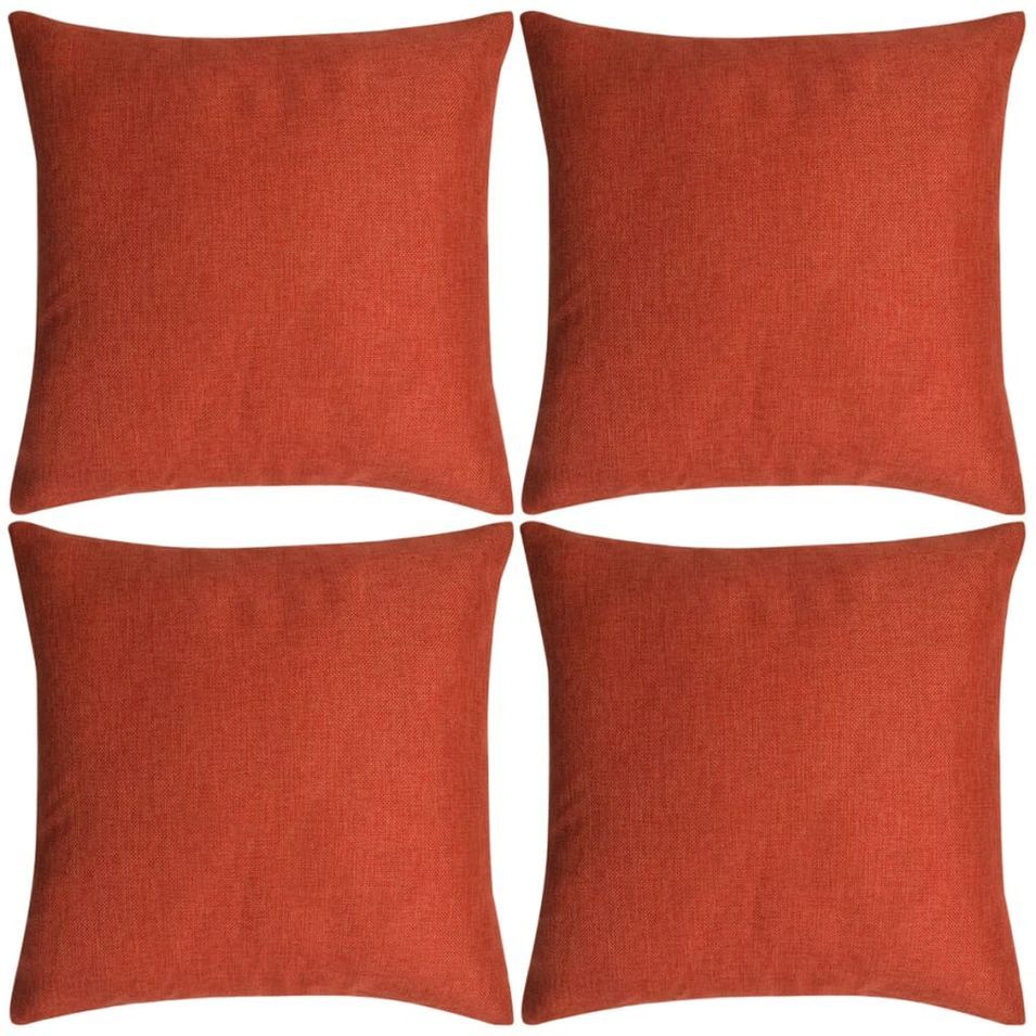 Housses de coussin 4 pcs Aspect de lin Terre-cuite 80x80 cm - Photo n°1