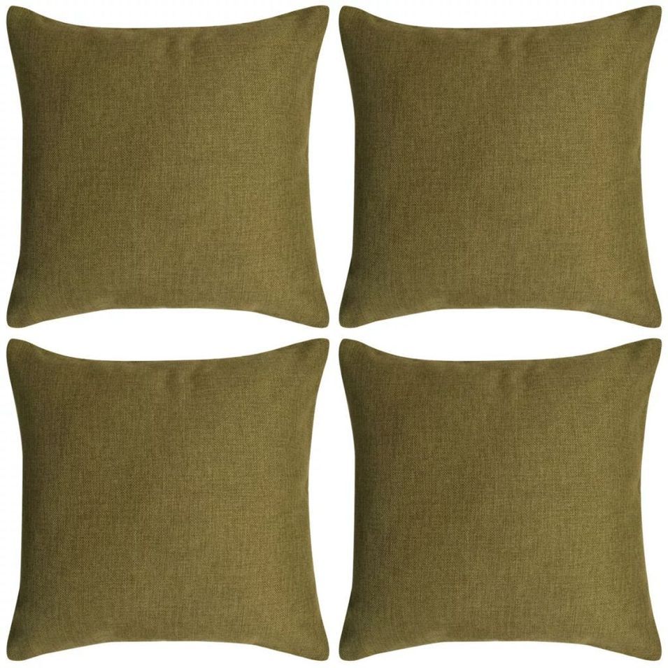 Housses de coussin 4 pcs Aspect de lin Vert 50x50 cm - Photo n°1