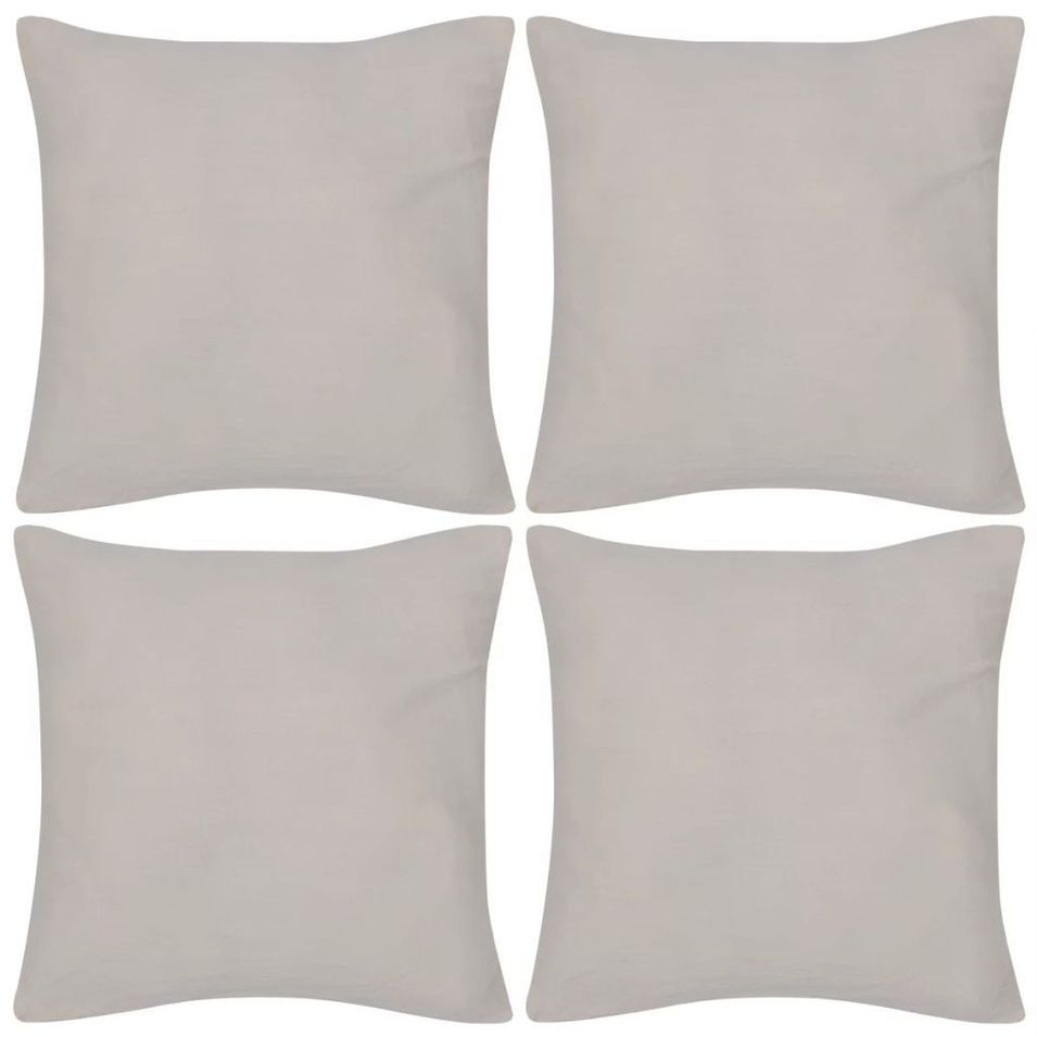 Housses de coussin 4 pcs Coton Beige 80x80 cm - Photo n°1