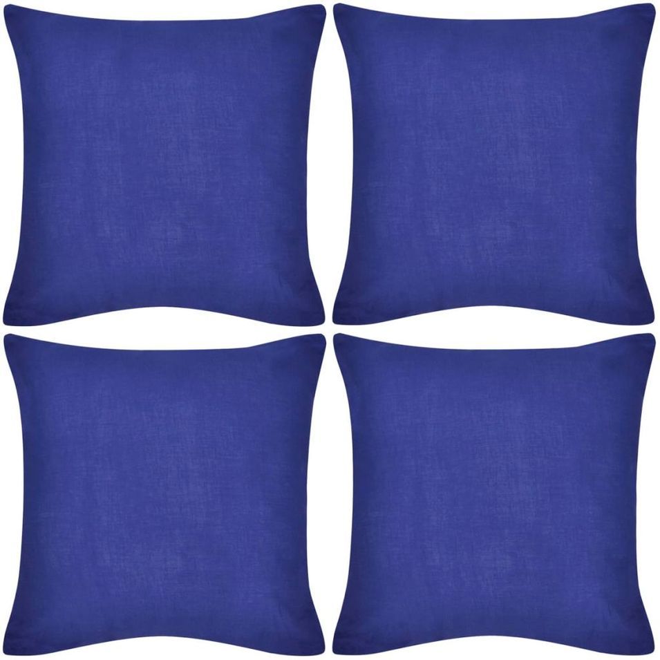 Housses de coussin 4 pcs Coton Bleu 50x50 cm - Photo n°1