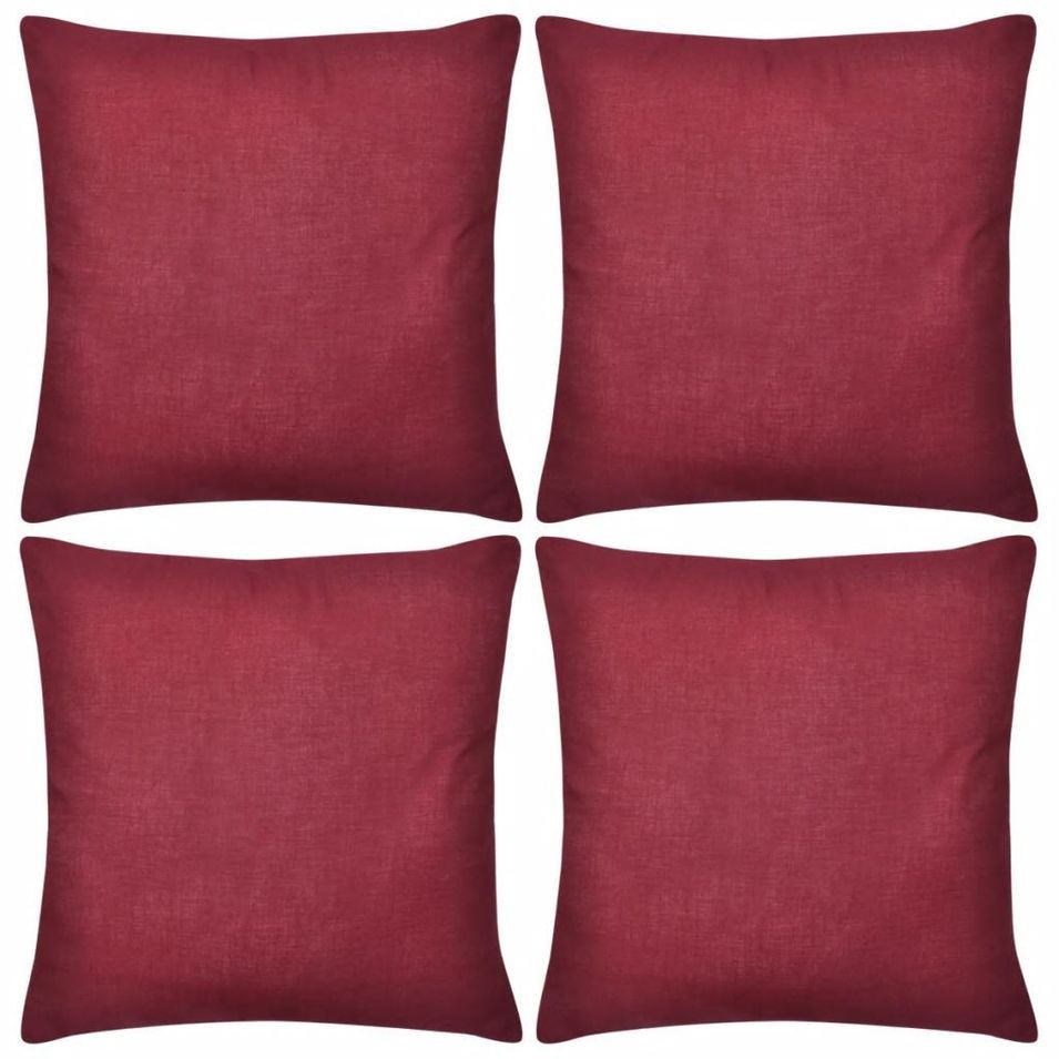 Housses de coussin 4 pcs Coton Bordeaux 40x40 cm - Photo n°1