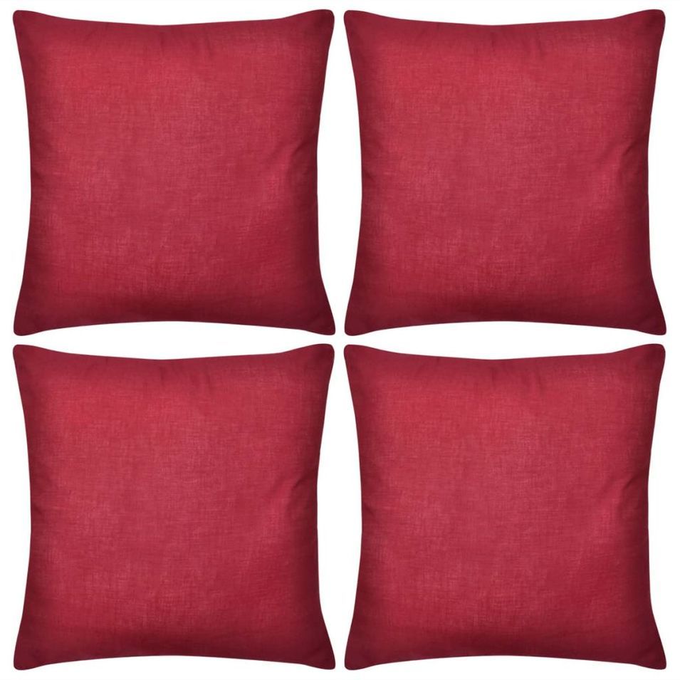 Housses de coussin 4 pcs Coton Bordeaux 80 x 80 cm - Photo n°1