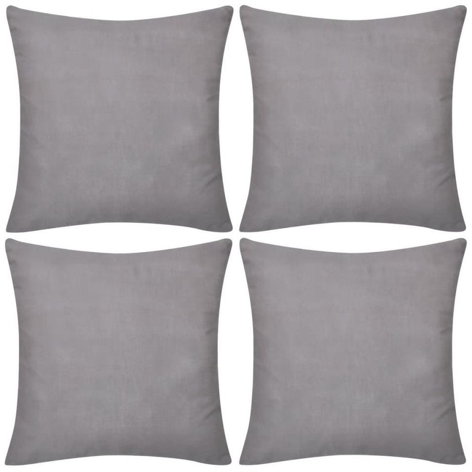 Housses de coussin 4 pcs Coton Gris 40x40 cm - Photo n°1