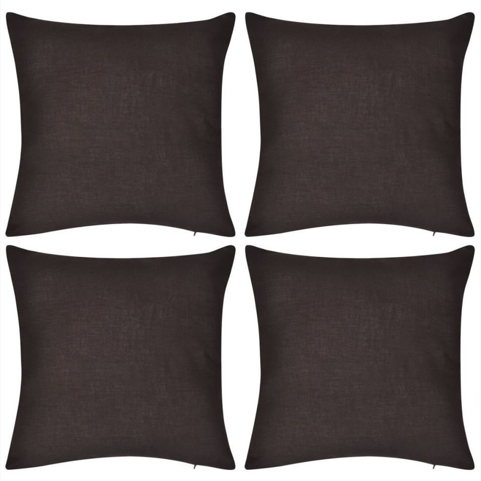 Housses de coussin 4 pcs Coton Marron 80x80 cm - Photo n°1