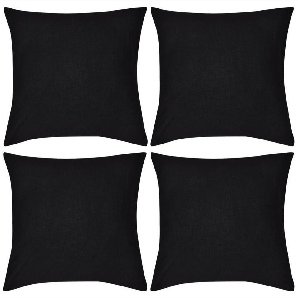 Housses de coussin 4 pcs Coton Noir 80x80 cm - Photo n°1