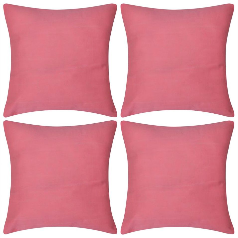 Housses de coussin 4 pcs Coton Rose 50x50 cm - Photo n°1