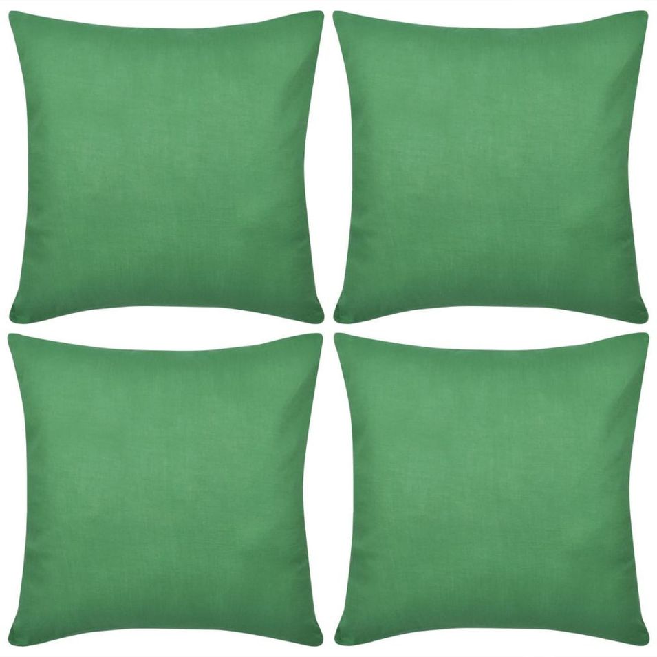 Housses de coussin 4 pcs Coton Vert 40x40 cm - Photo n°1