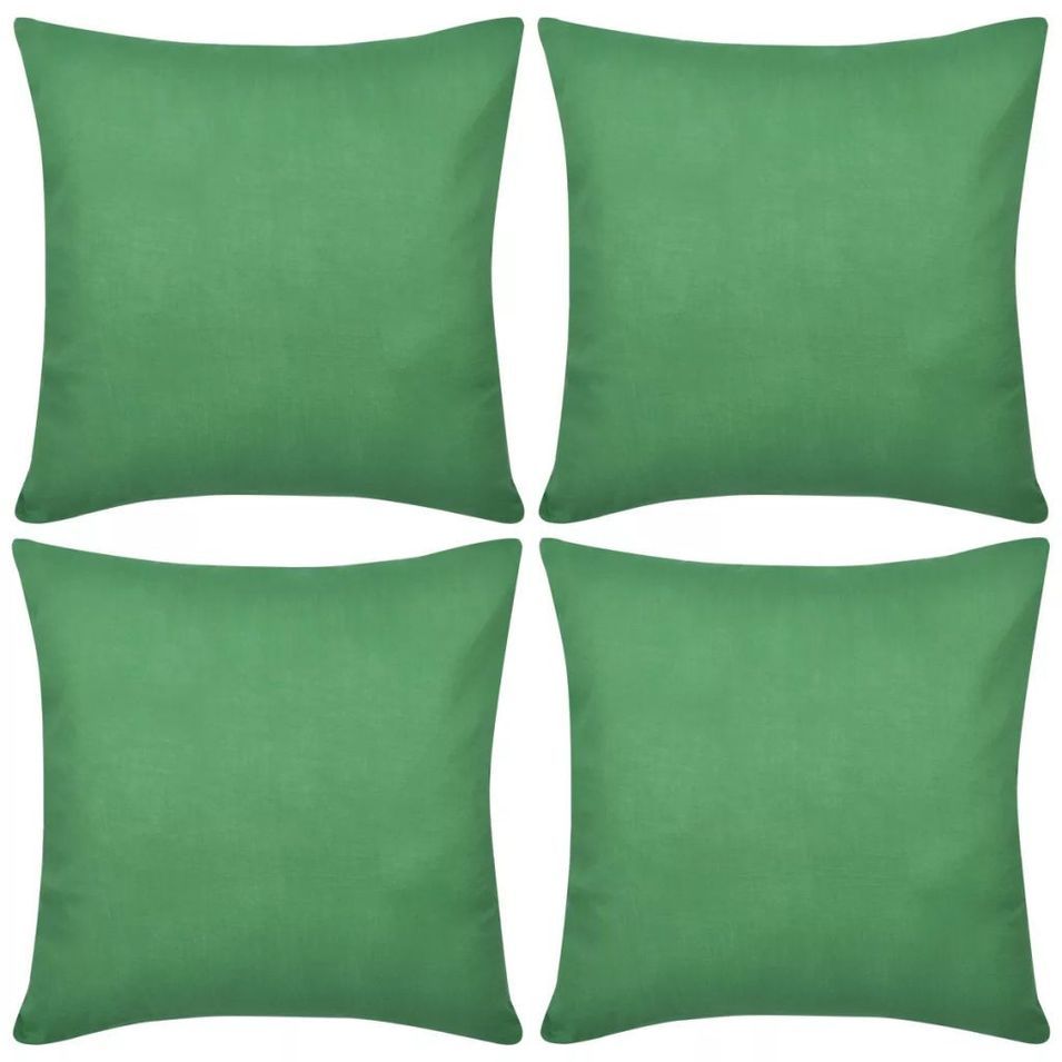 Housses de coussin 4 pcs Coton Vert 50x50 cm - Photo n°1