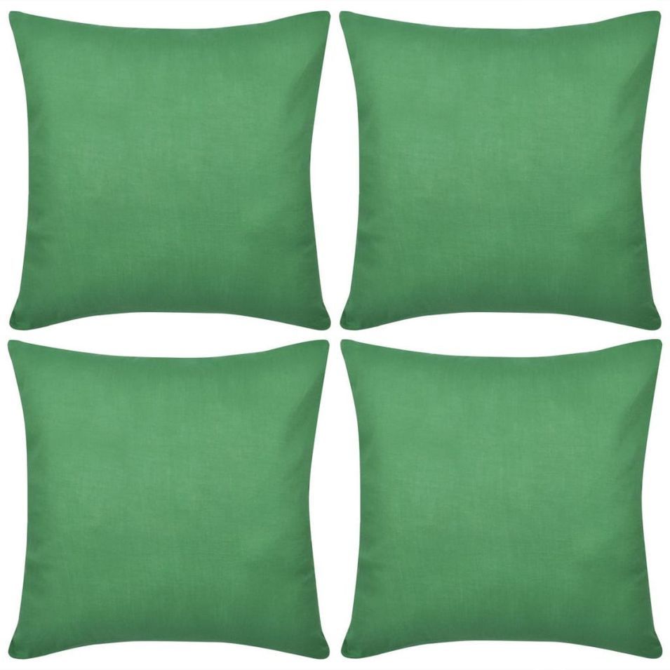 Housses de coussin 4 pcs Coton Vert 80x80 cm - Photo n°1