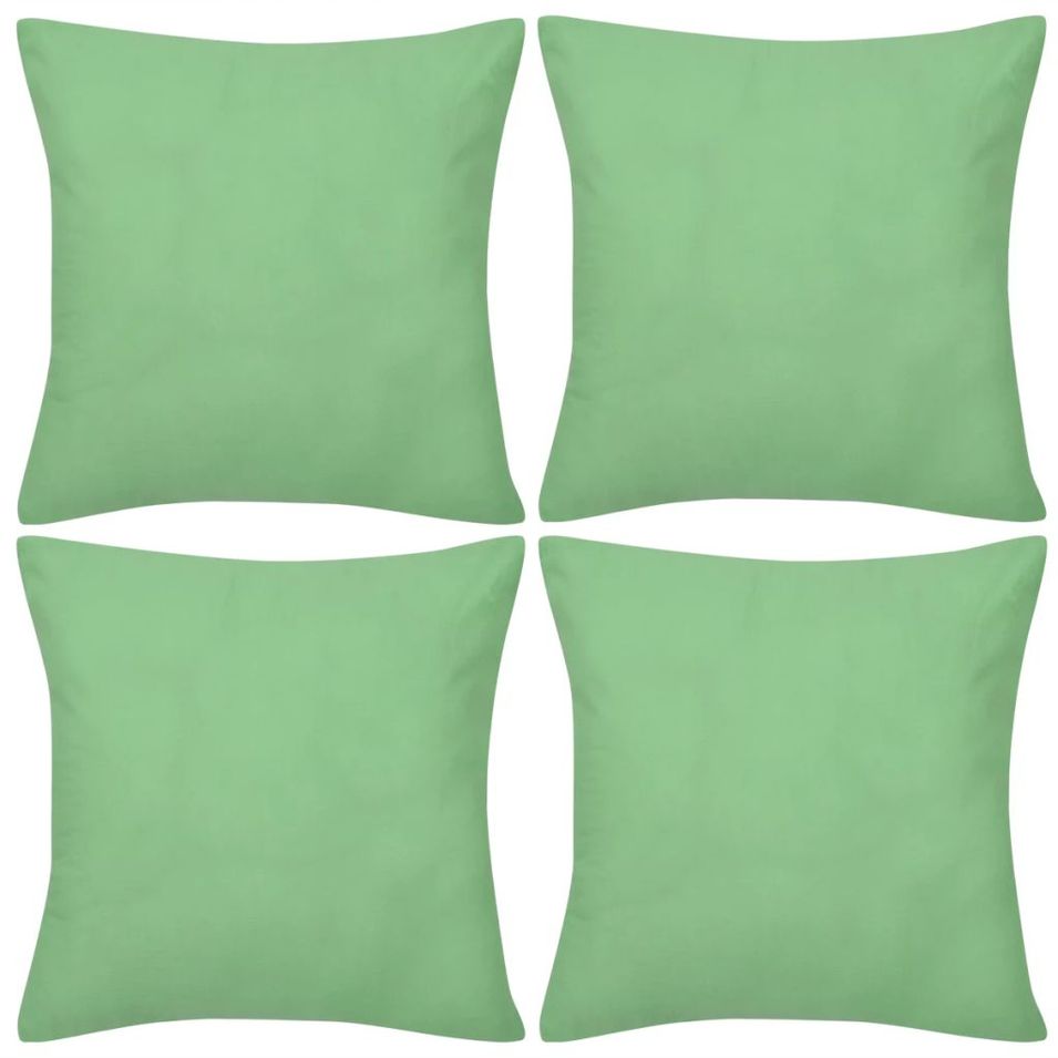 Housses de coussin 4 pcs Coton Vert pomme 80x80 cm - Photo n°1