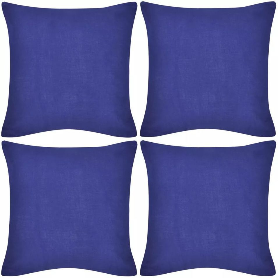 Housses de coussin Coton 4 pcs Bleu 40x40 cm - Photo n°1
