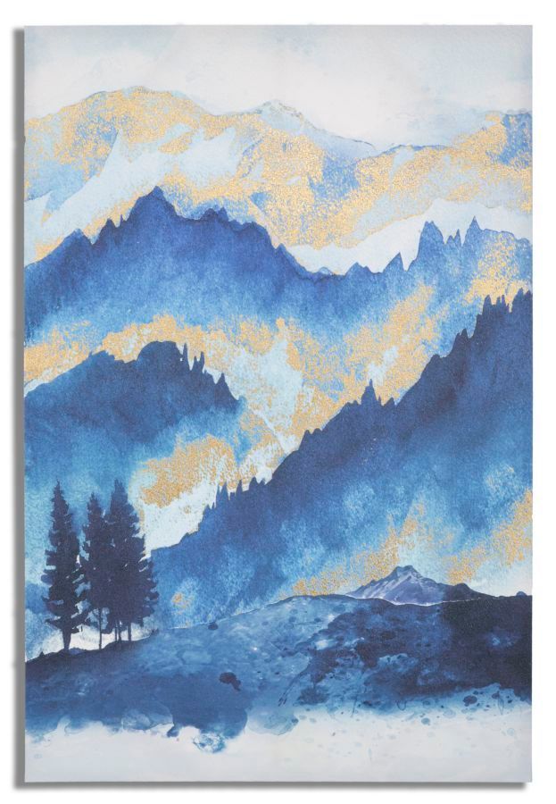 Impression avec peinture arbre de montagne cm 80x3x120 - Photo n°1