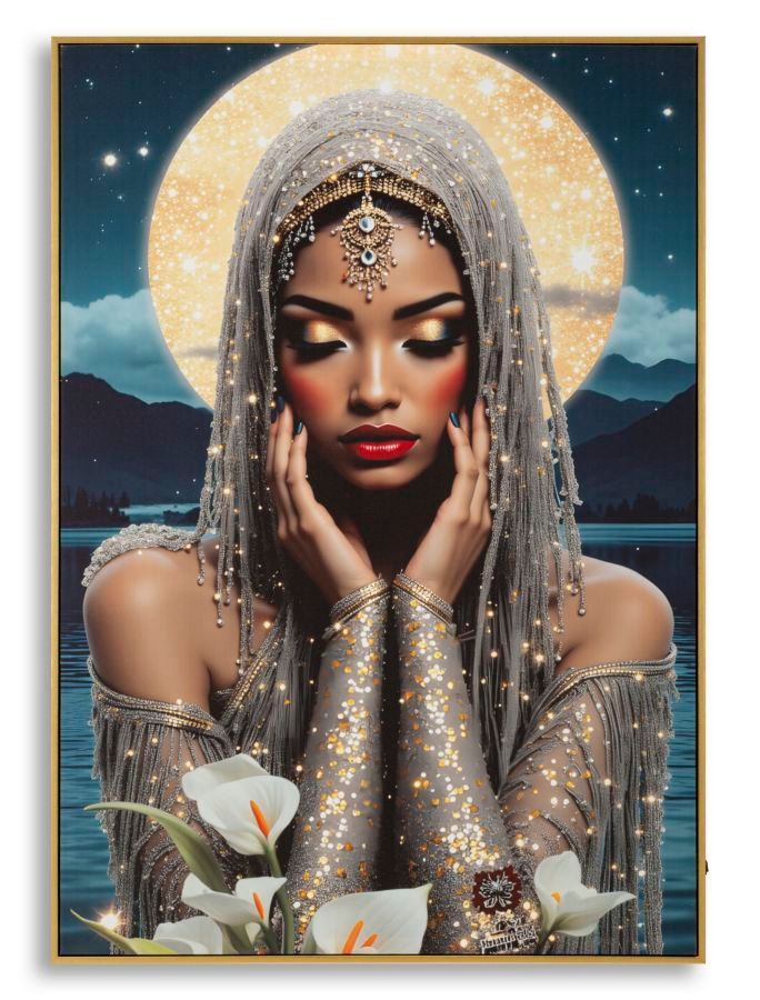 Impression sur toile avec éclairage led vénus laqué avec cadre 70 x 4 x 100 cm - Photo n°1