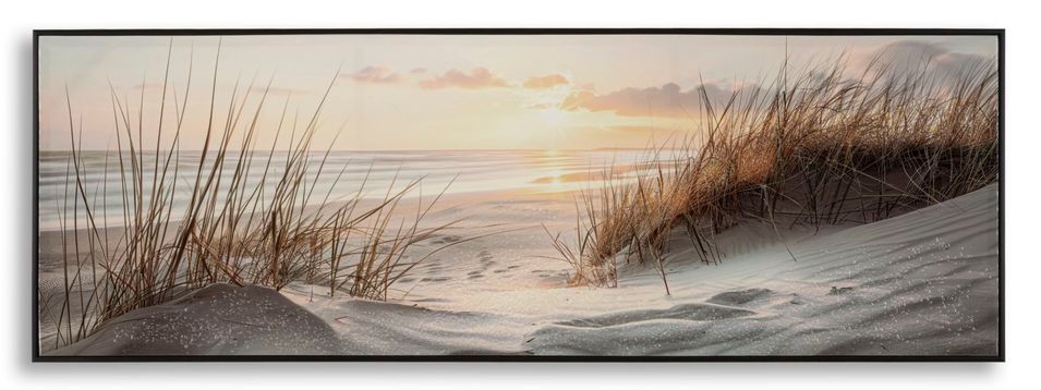 Impression sur toile laquée plage avec cadre -a- 152 x 4 x 52 cm - Photo n°1
