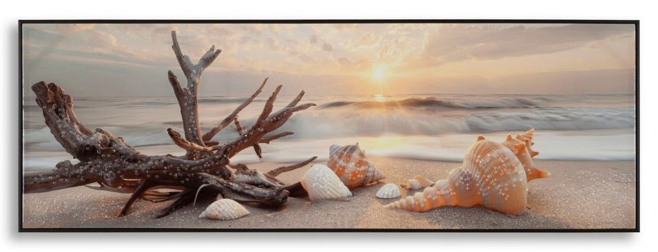 Impression sur toile laquée plage avec cadre -b- 152 x 4 x 52 cm - Photo n°1