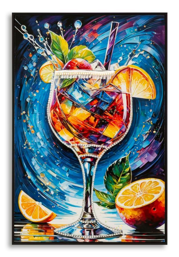 Impression sur toile, style cocktail, laquée, avec cadre -b- 62 x 3,5 cm

x92 - Photo n°1