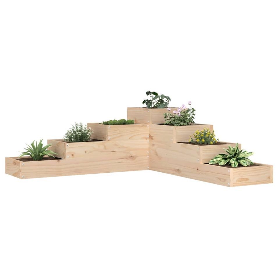 Jardinière 4 niveaux 106x104,5x36 cm bois de pin massif - Photo n°1