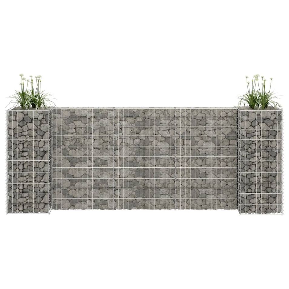 Jardinière à gabion en H Fil d'acier 260x40x100 cm - Photo n°1