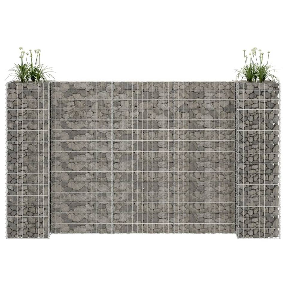Jardinière à gabion en H Fil d'acier 260x40x150 cm - Photo n°1